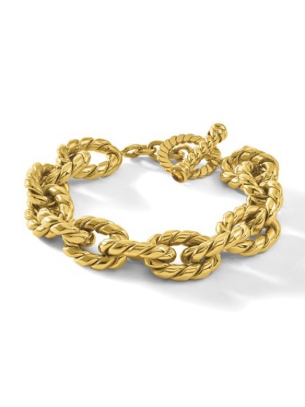 Italian Made 14k Gold & Twisted Citrine Oval Link Toggle Bracelet